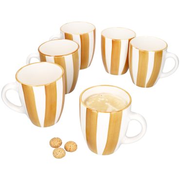 6er Set Wald ocker Kaffeebecher Steingut für 6 Personen - 23105934_Bild_1