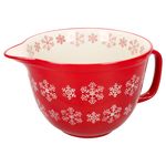 Rührschüssel Schneeflocke rot-creme mit Griff & Ausgießtülle Steingut - 24302941_Bild_1