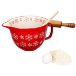 Rührschüssel Schneeflocke rot-creme mit Griff & Ausgießtülle Steingut - 24302941_Bild_2