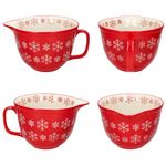 Rührschüssel Schneeflocke rot-creme mit Griff & Ausgießtülle Steingut - 24302941_Bild_5