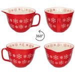 Rührschüssel Schneeflocke rot-creme mit Griff & Ausgießtülle Steingut - 24302941_Bild_4