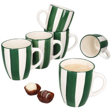 6er Set Wald grün Kaffeebecher Steingut für 6 Personen - 23105900_Bild_1