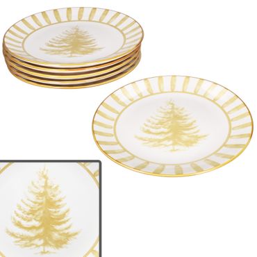 6er Set Wald ocker Speiseteller Steingut für 6 Personen - 23105912_Bild_1