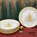 6er Set Wald ocker Speiseteller Steingut für 6 Personen - 23105912_Bild_3