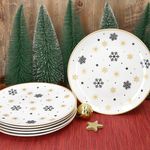 6er Set Stars schwarz-gold Speiseteller Steingut für 6 Personen - 23108231_Bild_3