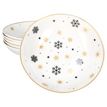 6er Set Stars schwarz-gold Suppenteller Steingut für 6 Personen - 23108248_Bild_1