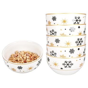 6er Set Stars schwarz-gold Müslischale Steingut für 6 Personen - 23108256_Bild_1