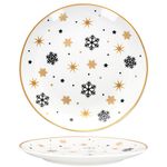 6er Set Stars schwarz-gold Kuchenteller Steingut für 6 Personen - 23108240_Bild_4