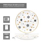 6er Set Stars schwarz-gold Kuchenteller Steingut für 6 Personen - 23108240_Bild_6