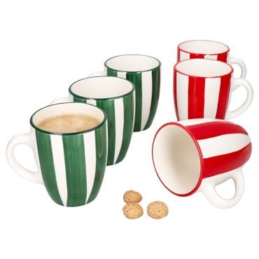 6er Set Zirkus rot & grün Kaffeebecher Steingut für 6 Personen - 23105946_Bild_1