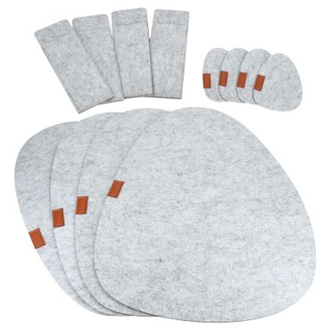 12tlg ALOIS Tisch-Set hellgrau aus Filz für 4 Personen - 641-120_Bild_1