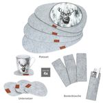 12tlg ALOIS Tisch-Set hellgrau aus Filz für 4 Personen - 641-120_Bild_4