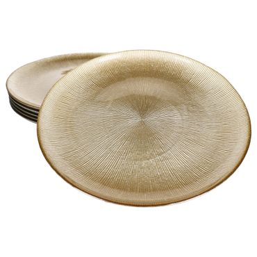 6er Set Kairo Gold Speiseteller aus Glas für 6 Personen - 23108340_Bild_1