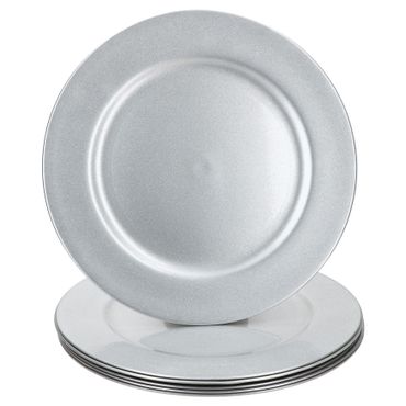 6er Set Platzteller Silber GLITZER Kunststoff - 22283322_Bild_1