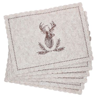 6er Set Tischset Alois mit Hirsch beige aus Filz  - 23099364_Bild_1