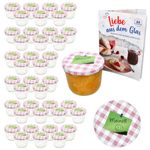 40er Set Sturzglas 230 ml To 82 MEINS rosa kariert Deckel incl. Diamant Rezeptheft_Bild_1