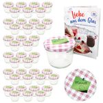 40er Set Sturzglas 230 ml To 82 MEINS rosa kariert Deckel incl. Diamant Rezeptheft_Bild_6