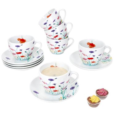 6er Set MARIE Kaffeetasse mit Untertasse Porzellan für 6 Personen_Bild_1
