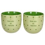 2er Set I LOVE MATCHA Becher ohne Henkel grün Steingut - 24302468_Bild_2