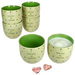 6er Set I LOVE MATCHA Becher ohne Henkel grün Steingut - 24302468_Bild_1