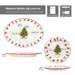 Maestro Natale Weihnachten 5tlg Lunch Set 1x ovale Platte & 4x Speiseteller aus Keramik - 1x 1400/45 & 4x 965/29_Bild_7