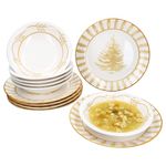 12tlg Tafelservice Wald ocker Steingut für 6 Personen - 23105923 & 23105912_Bild_1