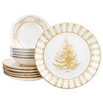 12tlg Tafelservice Wald ocker Steingut für 6 Personen - 23105923 & 23105912_Bild_2