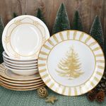 12tlg Tafelservice Wald ocker Steingut für 6 Personen - 23105923 & 23105912_Bild_3