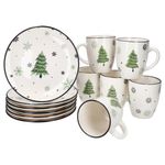 12tlg Frühstücksset Weihnachtsbaum aus Steingut für 6 Personen_Bild_2