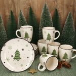 12tlg Frühstücksset Weihnachtsbaum aus Steingut für 6 Personen_Bild_3
