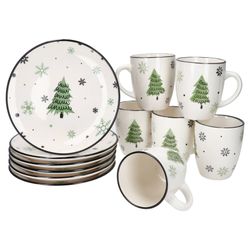 02-23105706-23105724-HIT-Weihnachtsbaum-12tlg-Fruehstuecksset.jpg 12tlg Frühstücksset Weihnachtsbaum aus Steingut für 6 Personen_Bild_2