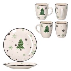 04-23105706-23105724-HIT-Weihnachtsbaum-12tlg-Fruehstuecksset-alle-Teile-METRO.jpg 12tlg Frühstücksset Weihnachtsbaum aus Steingut für 6 Personen_Bild_5