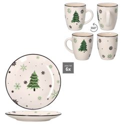 04-23105706-23105724-HIT-Weihnachtsbaum-12tlg-Fruehstuecksset-alle-Teile.jpg 12tlg Frühstücksset Weihnachtsbaum aus Steingut für 6 Personen_Bild_4