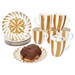 12tlg Frühstücksset Wald ocker Steingut für 6 Personen - 23105918 & 23105934_Bild_1