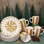 12tlg Frühstücksset Wald ocker Steingut für 6 Personen - 23105918 & 23105934_Bild_3