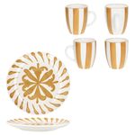 12tlg Frühstücksset Wald ocker Steingut für 6 Personen - 23105918 & 23105934_Bild_5