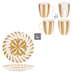 12tlg Frühstücksset Wald ocker Steingut für 6 Personen - 23105918 & 23105934_Bild_4