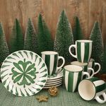 12tlg Frühstücksset Wald grün Steingut für 6 Personen - 23105882 & 23105900_Bild_3