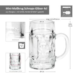 06-13218221S-Borgonovo-Mini-Masskrug-Schnapsglas-4cl-Bemassung.jpg 6er Set Mini-Maßkrug Schnapsglas 4cl aus Glas – 13218221S_Bild_7