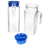 2er Set KARO Kühlschrankkrug 1L aus Glas mit blauem Kunststoff-Deckel – 13110035S_Bild_2