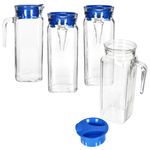 4er Set KARO Kühlschrankkrug 1L aus Glas mit blauem Kunststoff-Deckel – 13110035S_Bild_2