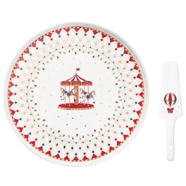 CHRISTMAS WONDERLAND Kuchenplatte mit Tortenheber aus Porzellan - R1112#CHWO_Bild_1