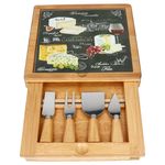 WORLD OF CHEESE Käseplatten Set aus Bambus mit 4 Käsemessern - R0891#WOCH_Bild_1
