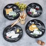 4er Set WORLD OF CHEESE Käseteller mit verschiedenen Dekoren aus Porzellan - R0463#WOCH_Bild_3