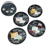 4er Set WORLD OF CHEESE Käseteller mit verschiedenen Dekoren aus Porzellan - R0463#WOCH_Bild_4
