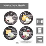 4er Set WORLD OF CHEESE Käseteller mit verschiedenen Dekoren aus Porzellan - R0463#WOCH_Bild_6