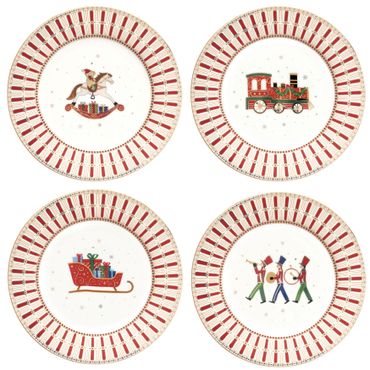 4er Set POLAR EXPRESS Kuchenteller verschiedene Dekore + GESCHENKVERPACKUNG - R1100#EXPR_Bild_1