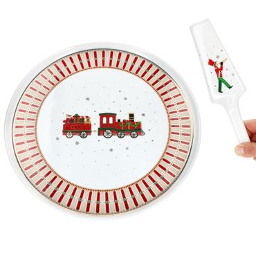 POLAR TRAIN Kuchenplatte mit Tortenheber aus Porzellan - R1112#EXPR_Bild_1