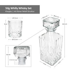 06-13091-Haushalt-Intenational-Whilly-Whisky-Set-5tlg-Bemassung.jpg 5tlg Whilly Whisky Set - 1x Dekanter + 4x Gläser aus Glas - 13091_Bild_7