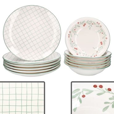 12tlg Tafelservice Holly Steingut für 6 Personen - 6x 23105840 & 6x 23105852_Bild_1